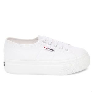 Superga white platform sneakers, worn once, size 7